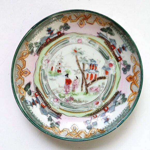 Antique Eggshell Thin Porcelain Hand-painted Geisha Japan 2 Cups with Saucers - Picture 8 of 16